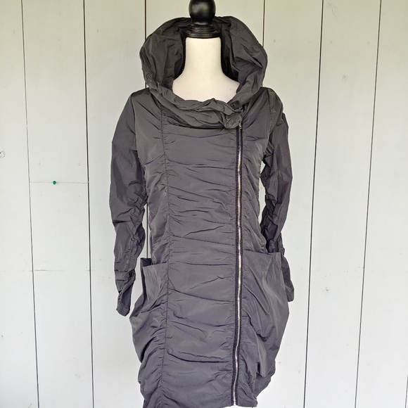 sun kim Jackets & Blazers - SUN KIM | Grey Sunday Ruched Zip up Light Jacket